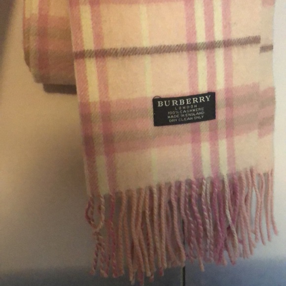 Genuine Burberry Cashmere Pink stripe scarf - Picture 4 of 9